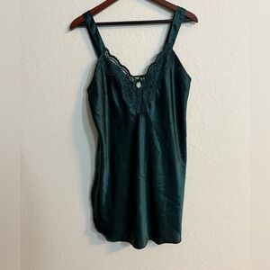 Expressions by California Dynasty
Emerald Green Satin Slip Dress with Lace